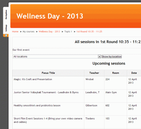 Wellness signups are taking place in Moodle.